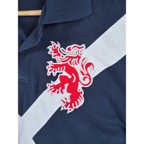 Rugby Nations Scotland Mens Navy Blue Polo Shirt Lion Crest Rugby Jersey Size L - Picture 3 of 9